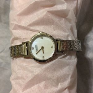 Coach Bangle Logo Watch // Mother of Pearl and Diamond